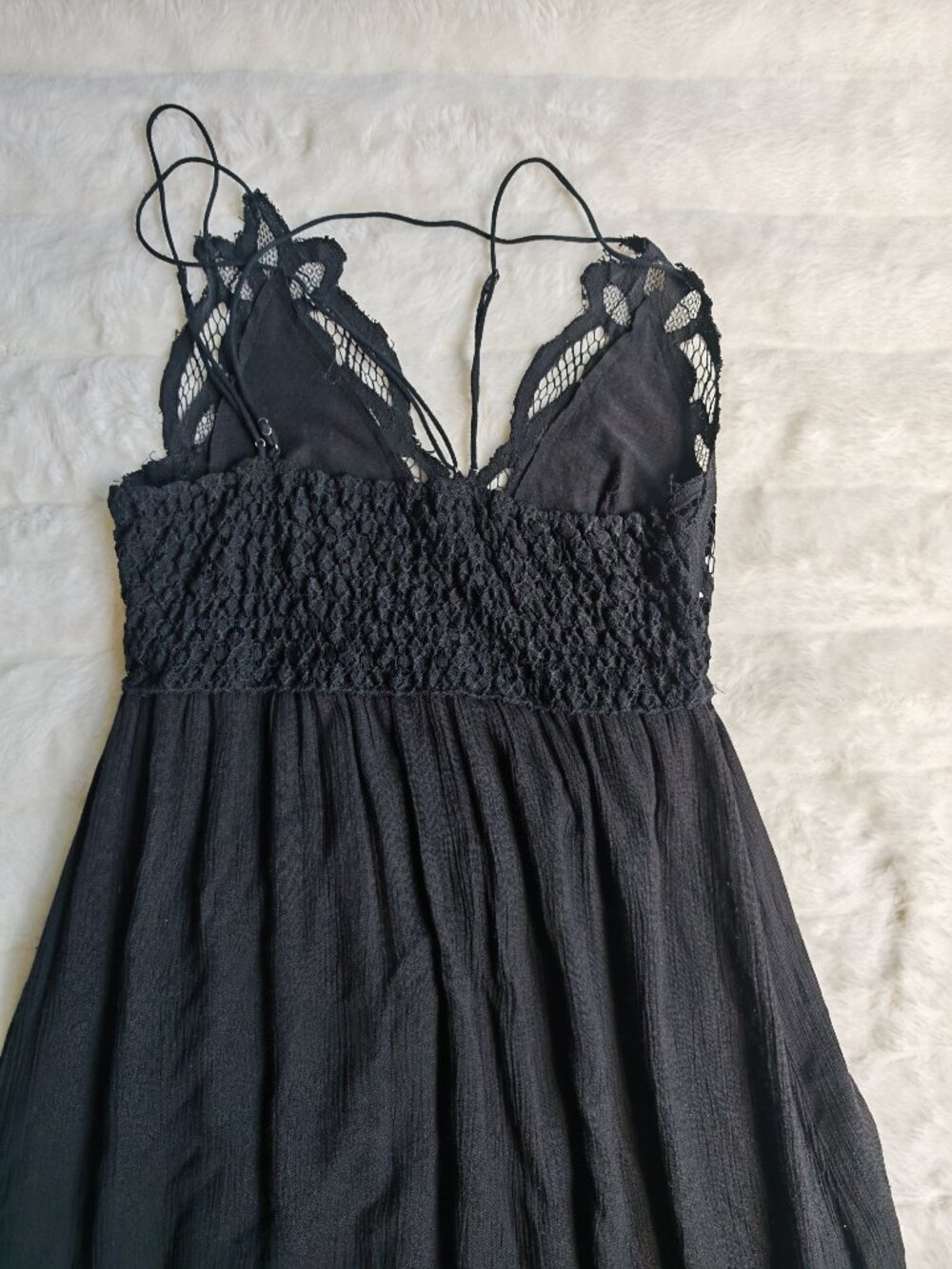 Free People Adella Maxi Slip Dress Black Lace Boho Festival Maxi Size M - Picture 14 of 14